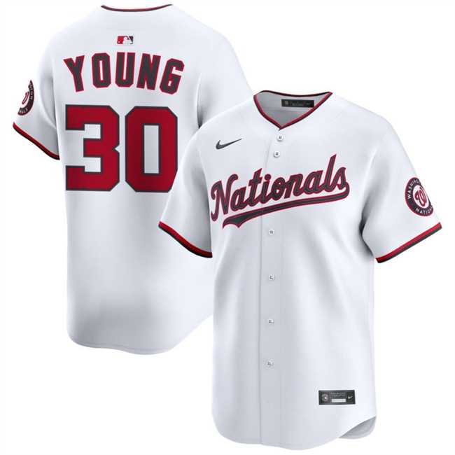 Men%27s Washington Nationals #30 Jacob Young White 2025 Home Limited Stitched Jersey Dzhi->washington nationals->MLB Jersey